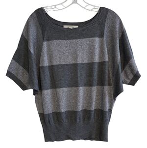 ❤️ 3 For 15 LOFT Gray And Silver Striped Sweater Size Small